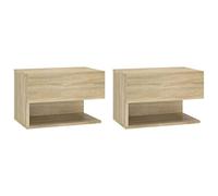vidaXL 2X Mesitas de Noche de Pared Aparador Auxiliar Armario Cama Dormitorio Habitación Organizador Almacenaje Madera Contrachapada Roble Sonoma