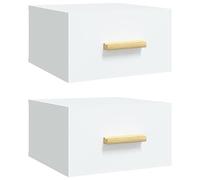 vidaXL 2X Mesitas de Noche de Pared Flotante Mueble Cajón Auxiliar Armario Dormitorio Espacio Almacenamiento Decorativa Hogar Cama Blanco