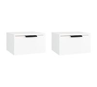 vidaXL 2X Mesitas de Noche de Pared Flotante Muebles Dormitorio Armario Espacio Almacenamiento Duermo Decorativa Cajones Cama Duermo Blanco