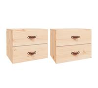 vidaXL 2X Mesitas de Noche de Pared Mesilla Mueble Auxiliar Almacenamiento Estante Cómoda Cajón Dormitorio Salón Sala de Estar Colgante