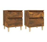 vidaXL 2X Mesitas de Noche Estante Almacenamiento Auxiliar Cómoda Mesilla Mueble Dormitorio Sala de Estar Oficina Color Roble Ahumado