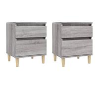 vidaXL 2X Mesitas de Noche Estante Almacenamiento Auxiliar Cómoda Mesilla Mueble Salón Dormitorio Cama Sala de Estar Oficina Gris Sonoma