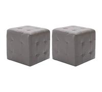 vidaXL 2X Mesitas Noche Cuero Sintético Mobiliario Decoración Diseño Elegante Estilo Retro Robustas Duraderas Multiusos Taburete Gris 30x30x30cm