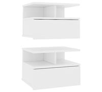 vidaXL 2X Mesitas Noche Flotante Contrachapada Mobiliario Hogar Decoración Diseño Sencillo Elegantes Funcionales Prácticos Compactos Blanca 40x31x27cm