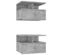 vidaXL 2X Mesitas Noche Flotantes Contrachapada Decoración Diseño Sencillo Elegantes Funcionales Prácticos Compactos Color Gris Hormigón 40x31x27cm
