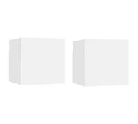 vidaXL 2X Muebles de Pared para TV Soporte Muebles Aparador Estante Salón Sala de Estar Decoración Entretenimiento Blanco 30,5x30x30 cm