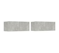 vidaXL 2X Muebles TV Aparador Armario Auxiliar Soporte Consola Televisión Sala Almacenaje Mueble Salón Madera Contrachapada Gris Hormigón