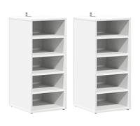vidaXL 2x Muebles Zapateros Contrachapada 31,5x35x70 cm Armario Pasillo Color Blanco, negro brillante, Roble Sonoma