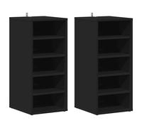 vidaXL 2x Muebles Zapateros Contrachapada 31,5x35x70 cm Armario Pasillo Color Blanco, negro brillante, Roble Sonoma