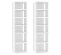 vidaXL 2x Muebles Zapateros Hormigón 27,5x27x102 cm Armario Pasillo Banco Color Gris hormigón, Roble Sonoma, Blanco
