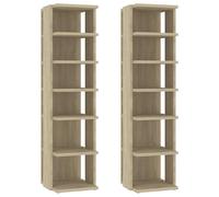 vidaXL 2x Muebles Zapateros Hormigón 27,5x27x102 cm Armario Pasillo Banco Color Gris hormigón, Roble Sonoma, Blanco