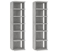 vidaXL 2x Muebles Zapateros Hormigón 27,5x27x102 cm Armario Pasillo Banco Color Gris hormigón, Roble Sonoma, Blanco