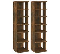 vidaXL 2x Muebles Zapateros Hormigón 27,5x27x102 cm Armario Pasillo Banco Color Gris hormigón, Roble Sonoma, Blanco