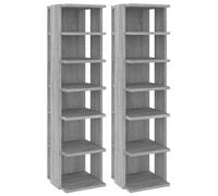 vidaXL 2x Muebles Zapateros Hormigón 27,5x27x102 cm Armario Pasillo Banco Color Gris hormigón, Roble Sonoma, Blanco