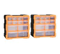 vidaXL 2x Organizadores Multicajones con 12 Cajones 52x16x37,5 cm Caja Armario Color Naranja y negro, Gris, y mas