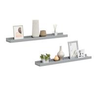 vidaXL 2X Repisa para Marcos de Fotos Estante de Pared Flotante Estantería CD Dormitorio Salón Sala de Estar Decoración MDF Gris 60x9x3 cm