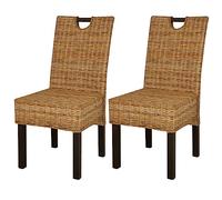 vidaXL 2X Silla Comedor Ratán Kubu Madera Mango Silla de Cocina