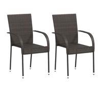 vidaXL 2X Sillas Apilables Jardín Ratán Sintético Patio Terraza Bistro Comedor