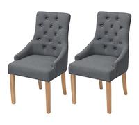 vidaXL Sillas de comedor clásicas – Tela gris oscuro, patas de roble – 2 unidades