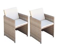 vidaXL 2X Sillas de Comedor de Jardín Sillón de Exterior Asientos Mueble de Terraza Patio Aire Libre Poli Ratán Sintético Beige Tipo Mimbre