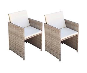 vidaXL 2X Sillas de Comedor de Jardín Sillón de Exterior Asientos Mueble de Terraza Patio Aire Libre Poli Ratán Sintético Beige Tipo Mimbre