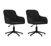 vidaXL 2X Sillas de Comedor Giratorias Asiento Cocina Hogar Casa Respaldo Mueble Mobiliario Decoración Salón Sala de Estar Terciopelo Negro