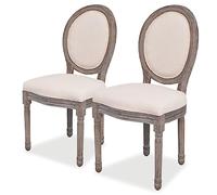 vidaXL Sillas de comedor Lino crema beige Asiento para cocina y salón 2x