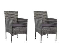 vidaXL 2X Sillas de Comedor para Jardín de Poliratán Sintético Mobiliario Cómodas Robustas Resistentes Funcionales Prácticas Modernas Elegantes Gris
