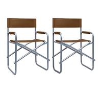 vidaXL 2X Sillas de Director Asientos Balcón Casa Hogar Muebles Mobiliario Decoración Bricolaje Sofás Sillones Mesas Butaca Acero Marrón