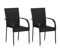 vidaXL 2X Sillas de Jardín Apilables Ratán Sintético Negro Asientos Banquetas
