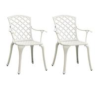 vidaXL Sillas de jardín 2 unidades aluminio fundido blanco con reposabrazos