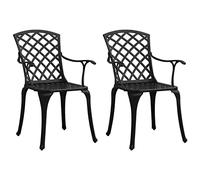 vidaXL Sillas de jardín Pack de 2 para exterior con reposabrazos Aluminio fundido Negro