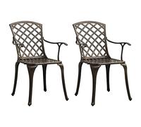 vidaXL 2X Sillas de Jardín Asiento Patio Terraza Balcón Playa Piscina Exterior con Reposabrazos Muebles Mobiliario Decoración Aluminio Fundido Bronce