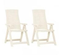 vidaXL 2X Sillas de Jardín Reclinables Plegables Sillón Exterior Balcón Terraza Patio Asiento Butaca Muebles Mobiliario Plástico Blanco