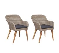 vidaXL 2X Sillas Jardín Ratán Sintético Sillón Taburete Madera Maciza Acacia
