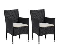 vidaXL 2X Sillas Jardín Ratán Sintético Terraza Mobiliario Decoración Duraderas Robustas Resistentes Prácticas Funcionales Elegantes Modernas Negras