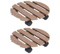 vidaXL 2x Soporte con Ruedas para Plantas WPC Ø30x7,5 cm Plataforma Móvil Color Gris, Marrón, y mas