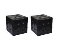 vidaXL Taburetes Puf forma de cubo – Cuero sintético negro – 2X