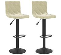 vidaXL 2X Taburetes de Cocina Casa Bistró Pub Restaurante Mostrador Asiento Reposapiés Silla Alta de Bar Moderno Ajustable Terciopelo Crema