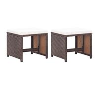 vidaXL 2X Taburetes de Jardín con Cojines Unitario Mueble de Patio Terraza Balcón Silla Exterior de Tomar el Sol Café Ratán Sintético Marrón