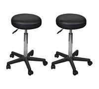 vidaXL 2X Taburetes de Oficina de Cuero Sintético Mobiliario Muebles Decoración Casa Hogar Diseño Estético Ergonómico Duraderos Negro 35.5x98cm