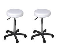 vidaXL 2X Taburetes de Oficina de Cuero Sintético Mobiliario Muebles Decoración Casa Hogar Diseño Estético Ergonómico Duraderos Blanco 35.5x98cm