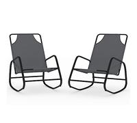vidaXL Tumbona mecedora reclinable – Acero y Textilene, Gris – 2x