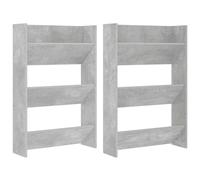 vidaXL 2x Zapatero de Pared Contrachapada 60x18x90cm Colgante Color Blanco brillante, gris brillante, Gris hormigón