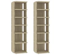 vidaXL 2X Zapateros Organizador de Zapatos Armario Pasillo Almacenaje Taburete Puf Caja Banco Estantería Mobiliario Roble Sonoma 27,5x27x102 cm