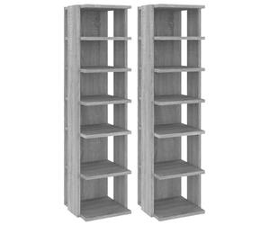 vidaXL 2X Zapateros Organizador de Zapatos Soporte Armario Pasillo Almacenaje Estantería Muebles Madera Contrachapada Gris Sonoma 27,5x27x102 cm