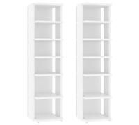 vidaXL 2X Zapateros Organizador Zapatos Armario Pasillo Almacenaje Taburete Puf Caja Banco Estantería Mobiliario Contrachapada Blanco 27,5x27x102 cm