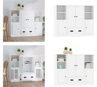 vidaXL, 3 armarios altos, color blanco, fabricados en material de madera. (Armarios altos, aparadores, armarios)