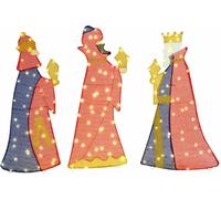 vidaXL, 3 figuras decorativas navideñas para hombre, iluminación LED, 3 unidades, luz blanca cálida