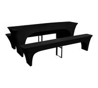 vidaXL 3 fundas negras estirables para mesa y 2 bancos 220x70x80 cm